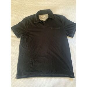 Banana Republic Polo Shirt Men Large Black Fitted Pima‎ Cotton Pocket